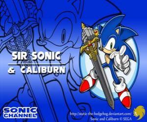 yapboz Efendim Sonic, bir şövalye kılıcı ile Sonic